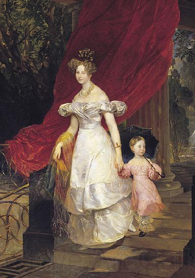 Karl Briullov Portrait of Grand Duchess Elena Pavlovna and her daughter Maria Norge oil painting art